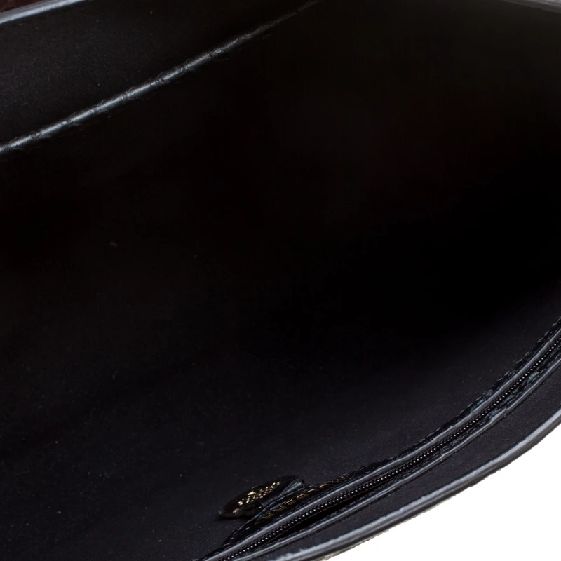 Mulberry Black/Burgundy Snakeskin Embossed Leather Delphie Duo Flap Shoulder Bag For Women - Image 8