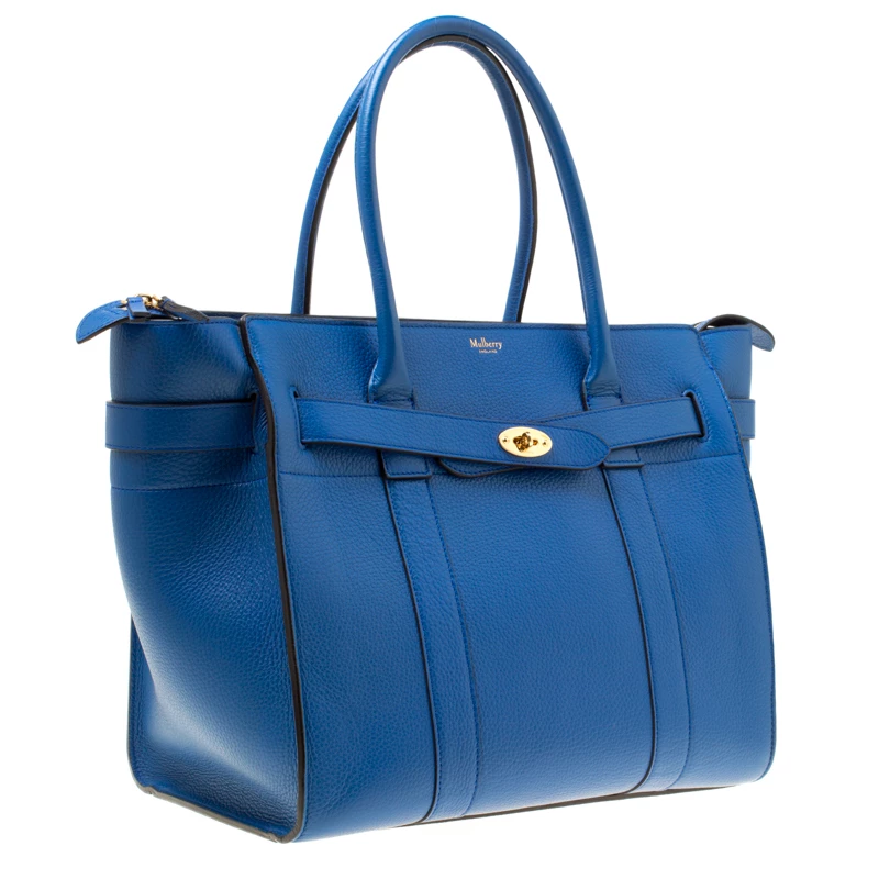 Mulberry Porcelain Blue Leather Small Zipped Bayswater Tote For Women - Image 3