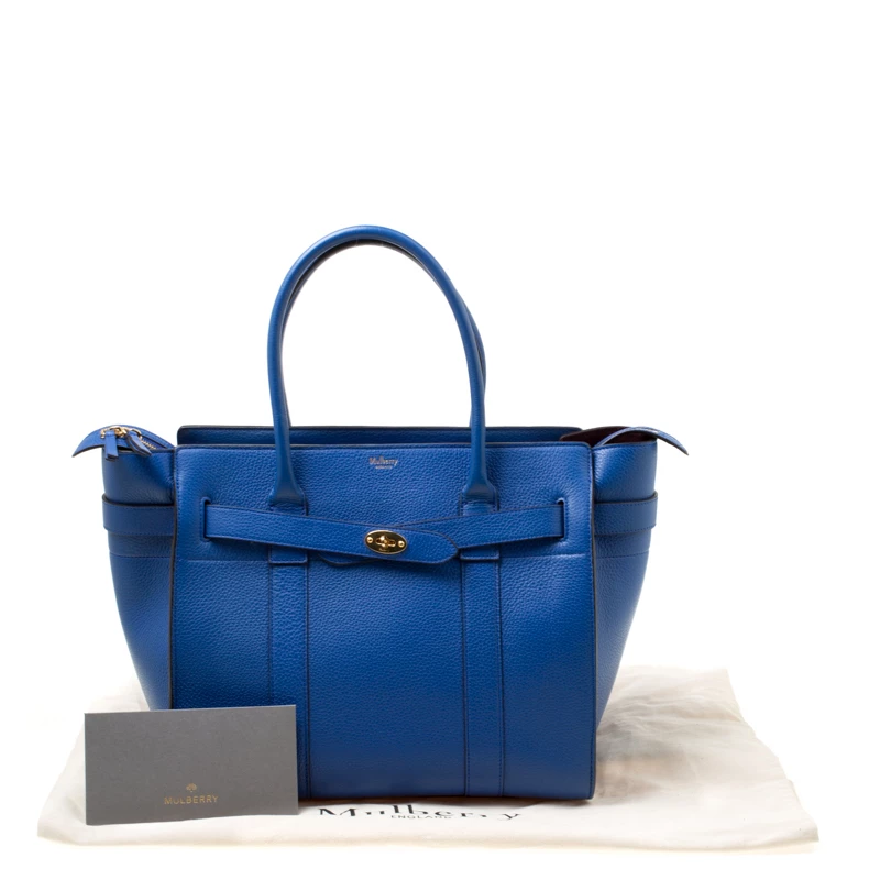 Mulberry Porcelain Blue Leather Small Zipped Bayswater Tote For Women - Image 9