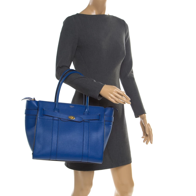 Mulberry Porcelain Blue Leather Small Zipped Bayswater Tote For Women - Image 2