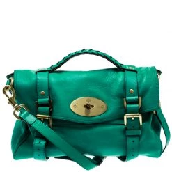 Mulberry Green Leather Alexa Top Handle Bag For Women