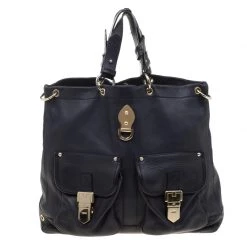 Mulberry Navy Blue Leather Tillie Top Handle Bag For Women
