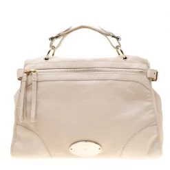 Mulberry Cream Leather Taylor Top Handle Bag For Women