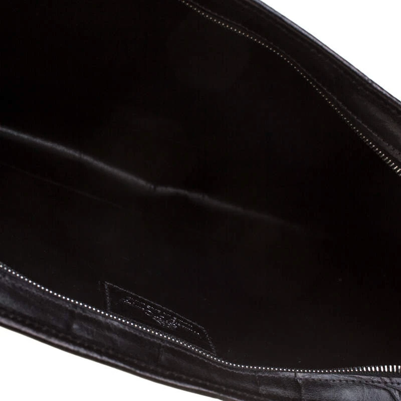 Mulberry Black Crocodile Embossed Clutch For Women - Image 7