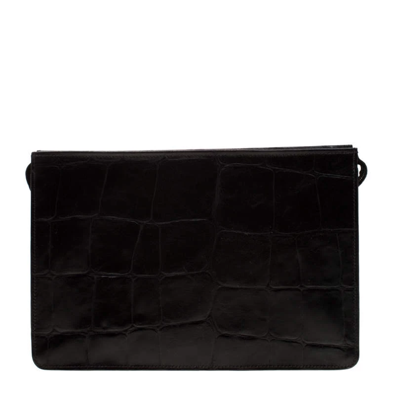 Mulberry Black Crocodile Embossed Clutch For Women - Image 4