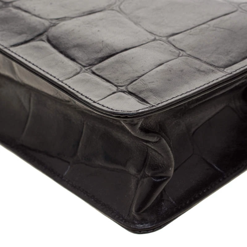 Mulberry Black Crocodile Embossed Clutch For Women - Image 11