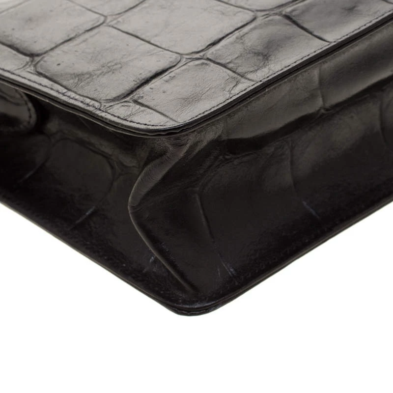 Mulberry Black Crocodile Embossed Clutch For Women - Image 10