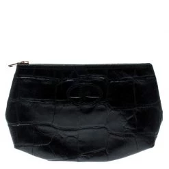 Mulberry Black Croc Embossed Pouch For Women