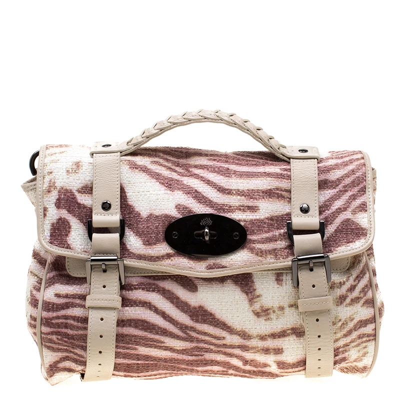 Mulberry Multicolor Trippy Tiger Raffia And Leather Alexa Satchel For Women