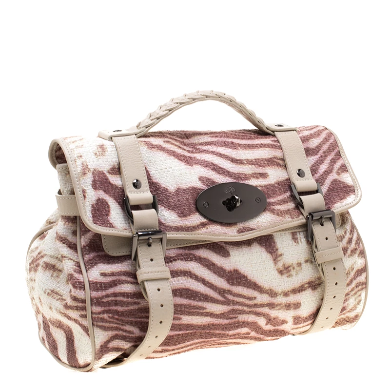 Mulberry Multicolor Trippy Tiger Raffia And Leather Alexa Satchel For Women - Image 3