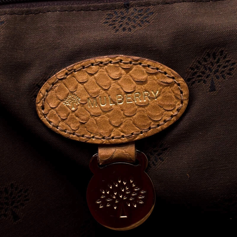 Mulberry Brown Python Embossed Leather Oversized Alexa Satchel For Women - Image 9