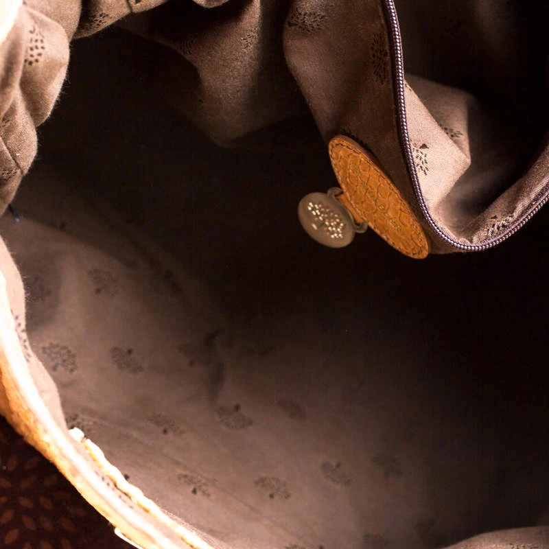 Mulberry Brown Python Embossed Leather Oversized Alexa Satchel For Women - Image 7