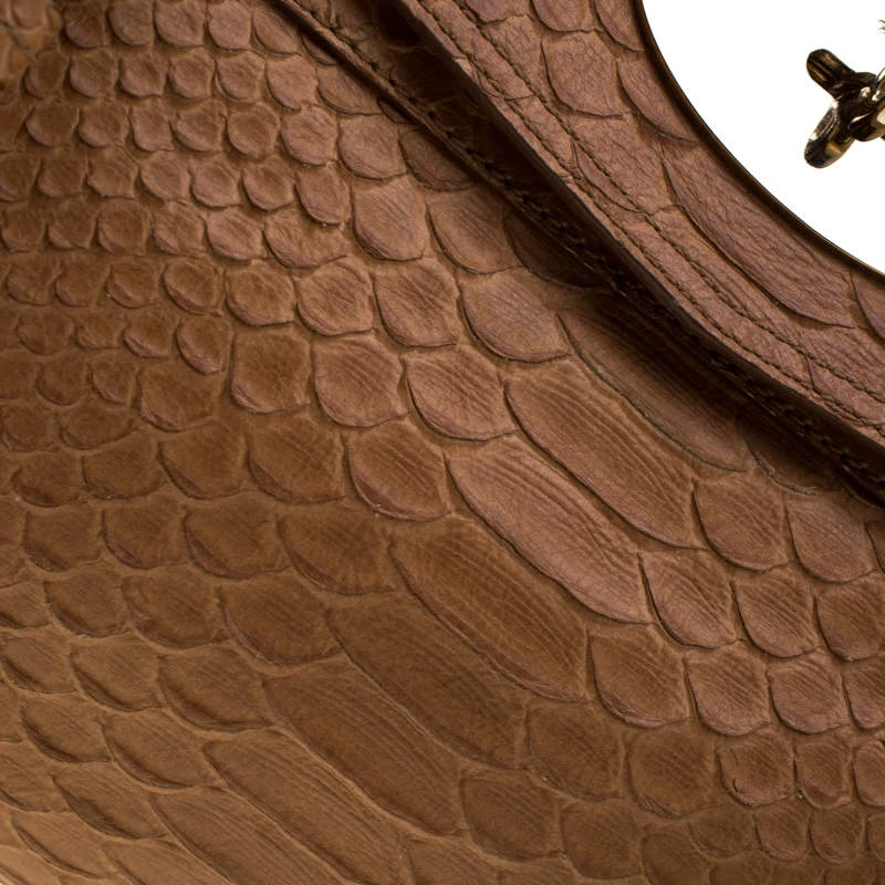 Mulberry Brown Python Embossed Leather Oversized Alexa Satchel For Women - Image 5