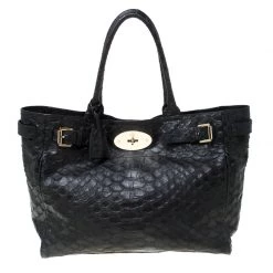 Mulberry Black Python Embossed Leather Bayswater Tote For Women