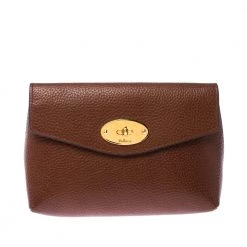 Mulberry Brown Leather Cosmetic Pouch For Women
