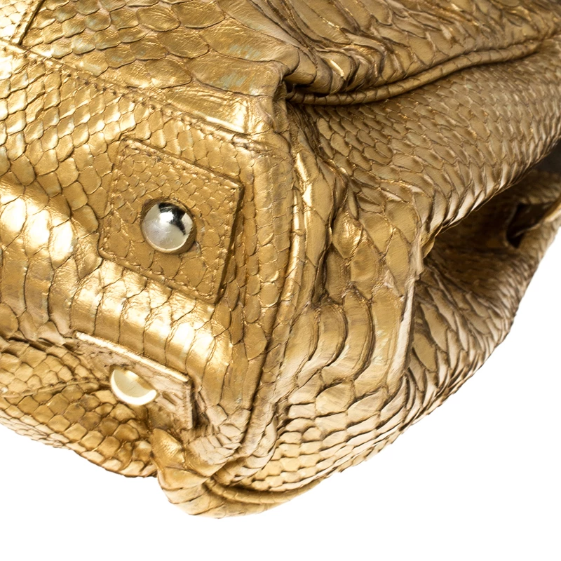 Mulberry Gold Python Leather Limited Edition Bayswater Satchel For Women - Image 12