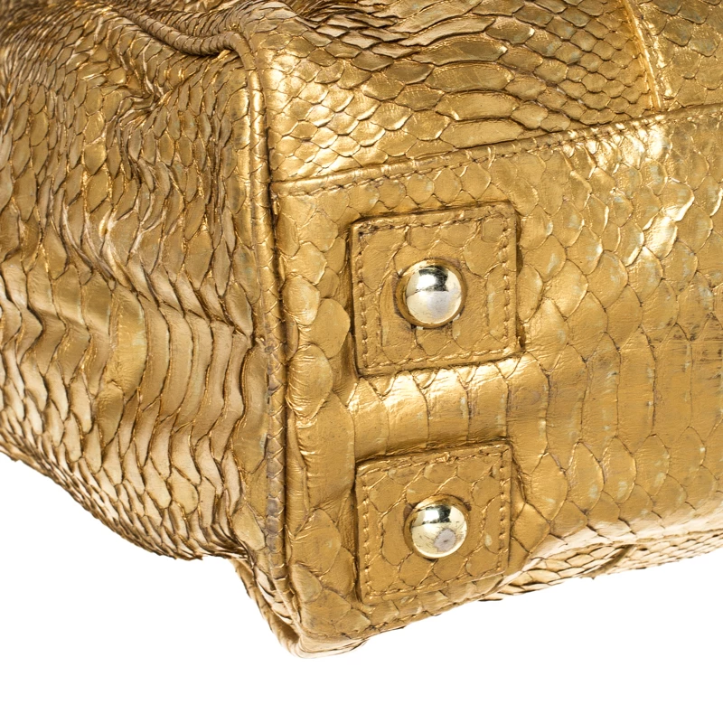 Mulberry Gold Python Leather Limited Edition Bayswater Satchel For Women - Image 11