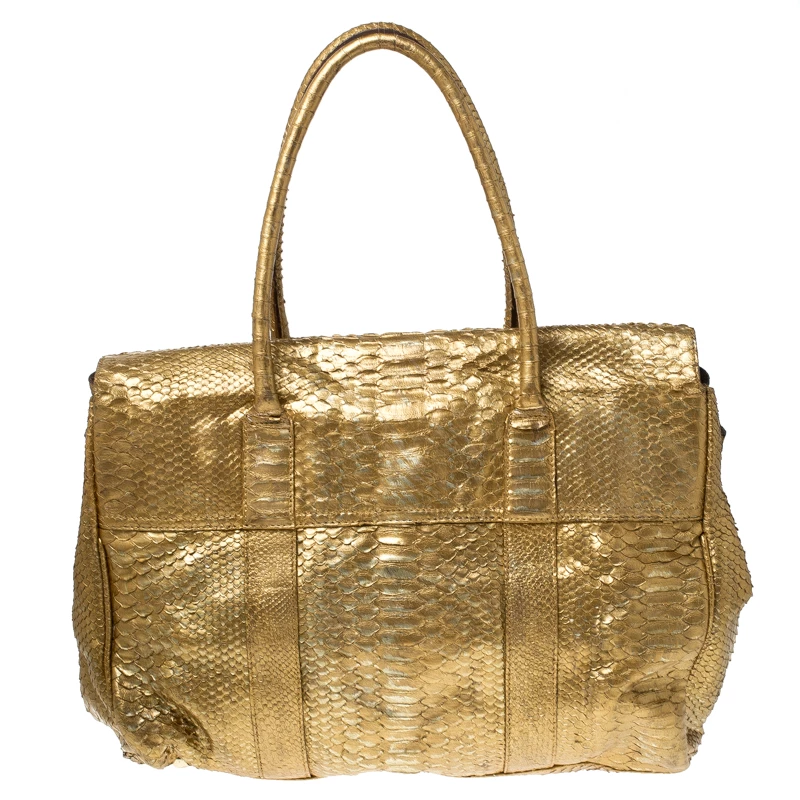 Mulberry Gold Python Leather Limited Edition Bayswater Satchel For Women - Image 4
