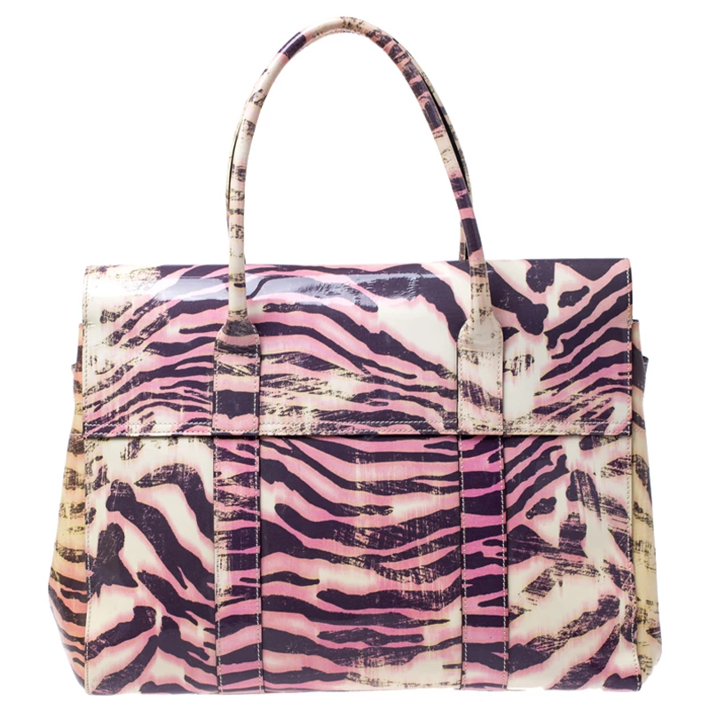 Mulberry Multicolor Tiger Print Patent Leather Medium Bayswater Satchel For Women - Image 4