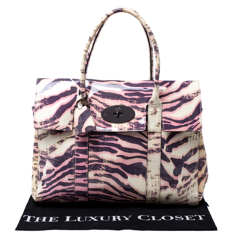Mulberry Multicolor Tiger Print Patent Leather Medium Bayswater Satchel For Women - Image 10