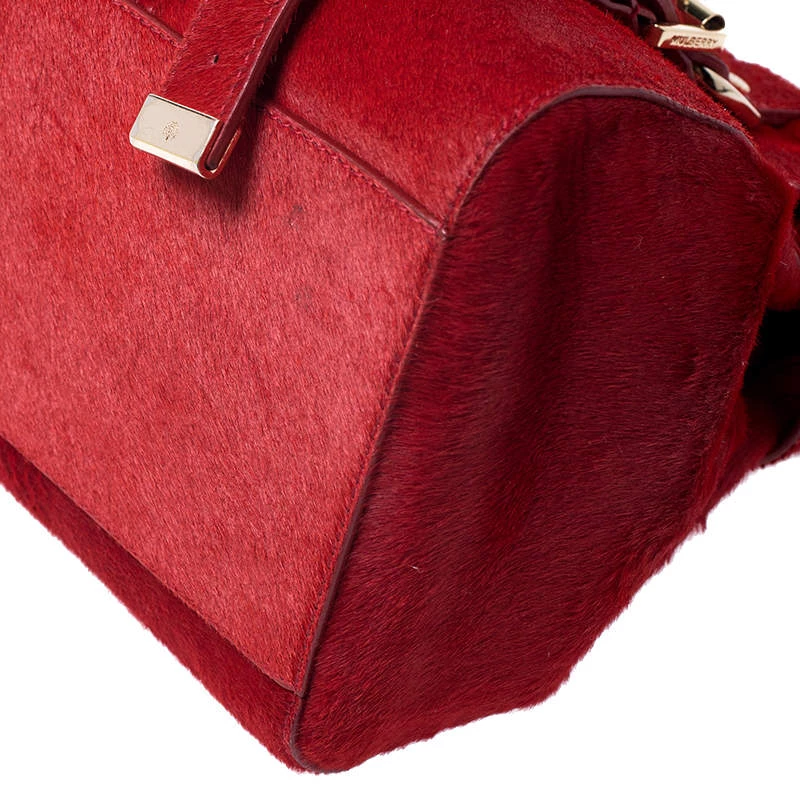 Mulberry Red Croc Embossed Calfhair Alexa Satchel For Women - Image 12