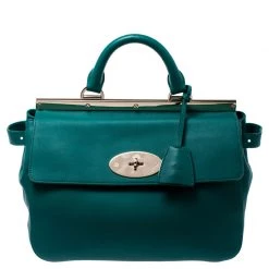 Mulberry Green Leather Top Handle Bag For Women