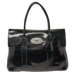 Mulberry Black Patent Leather Bayswater Satchel For Women