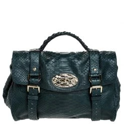 Mulberry Dark Green Python Embossed Leather Alexa Shoulder Bag For Women