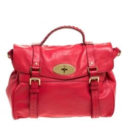 Mulberry Red Leather Oversized Alexa Satchel For Women