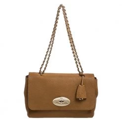 Mulberry Brown Grained Leather Lily Shoulder Bag For Women