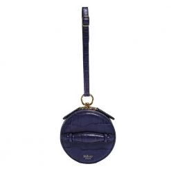 Mulberry Purple Croc Embossed Leather Mini Trunk Wristlet For Women