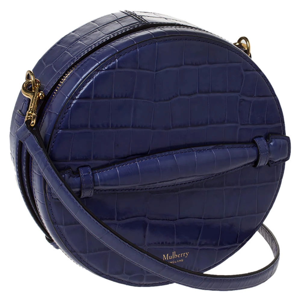 Mulberry Purple Croc Embossed Leather Trunk Bag For Women - Image 3