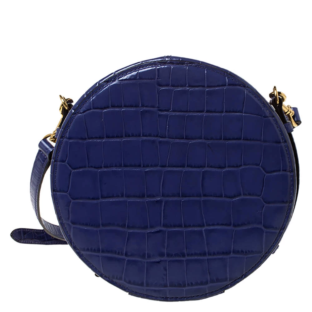 Mulberry Purple Croc Embossed Leather Trunk Bag For Women - Image 4