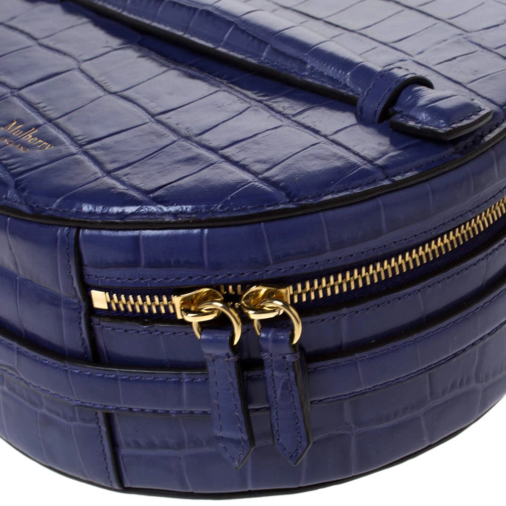 Mulberry Purple Croc Embossed Leather Trunk Bag For Women - Image 13