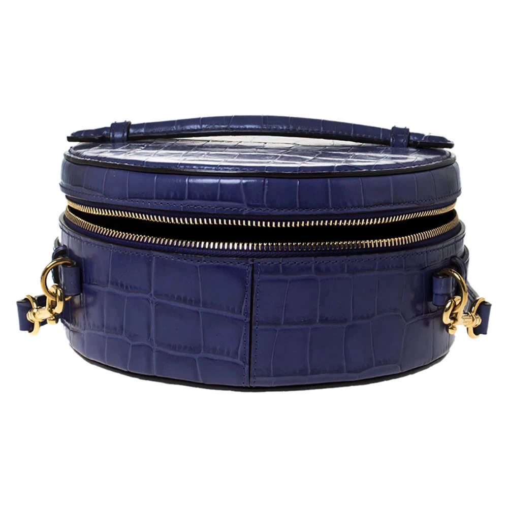 Mulberry Purple Croc Embossed Leather Trunk Bag For Women - Image 8