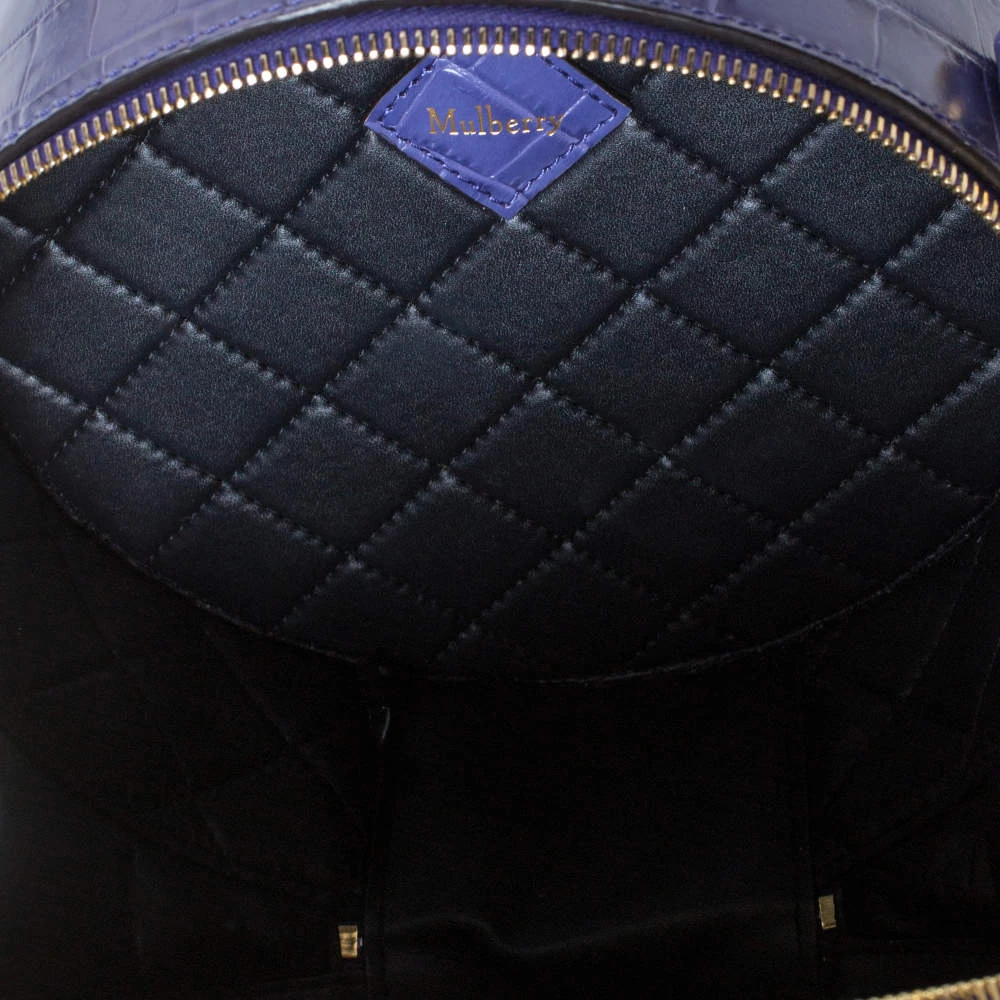 Mulberry Purple Croc Embossed Leather Trunk Bag For Women - Image 9