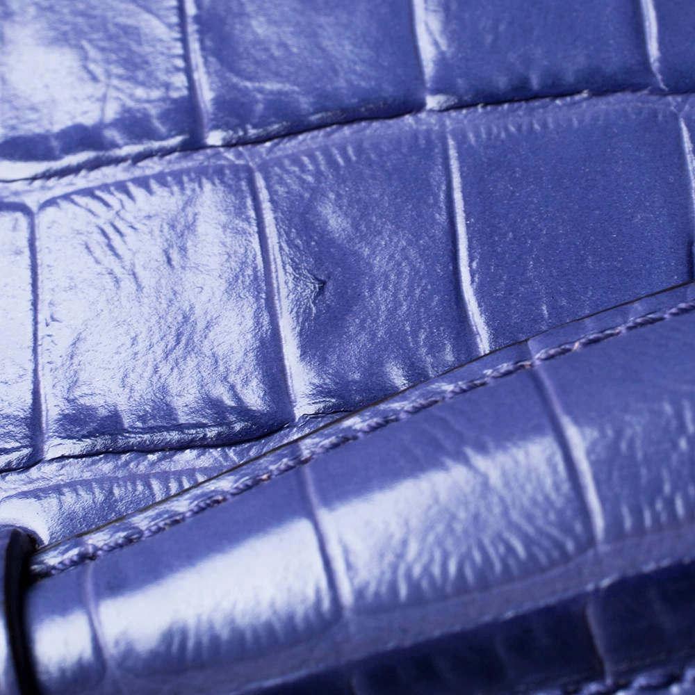 Mulberry Purple Croc Embossed Leather Trunk Bag For Women - Image 7