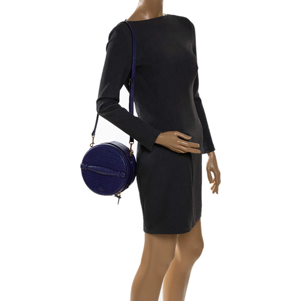 Mulberry Purple Croc Embossed Leather Trunk Bag For Women - Image 2