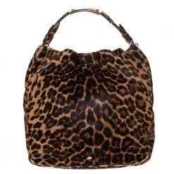 Mulberry Brown Leopard Print Calfhair Shoulder Bag For Women