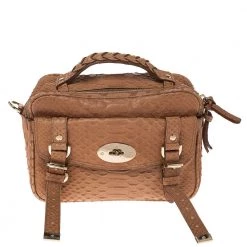 Mulberry Light Brown Python Embossed Leather Alexa Camera Bag For Women