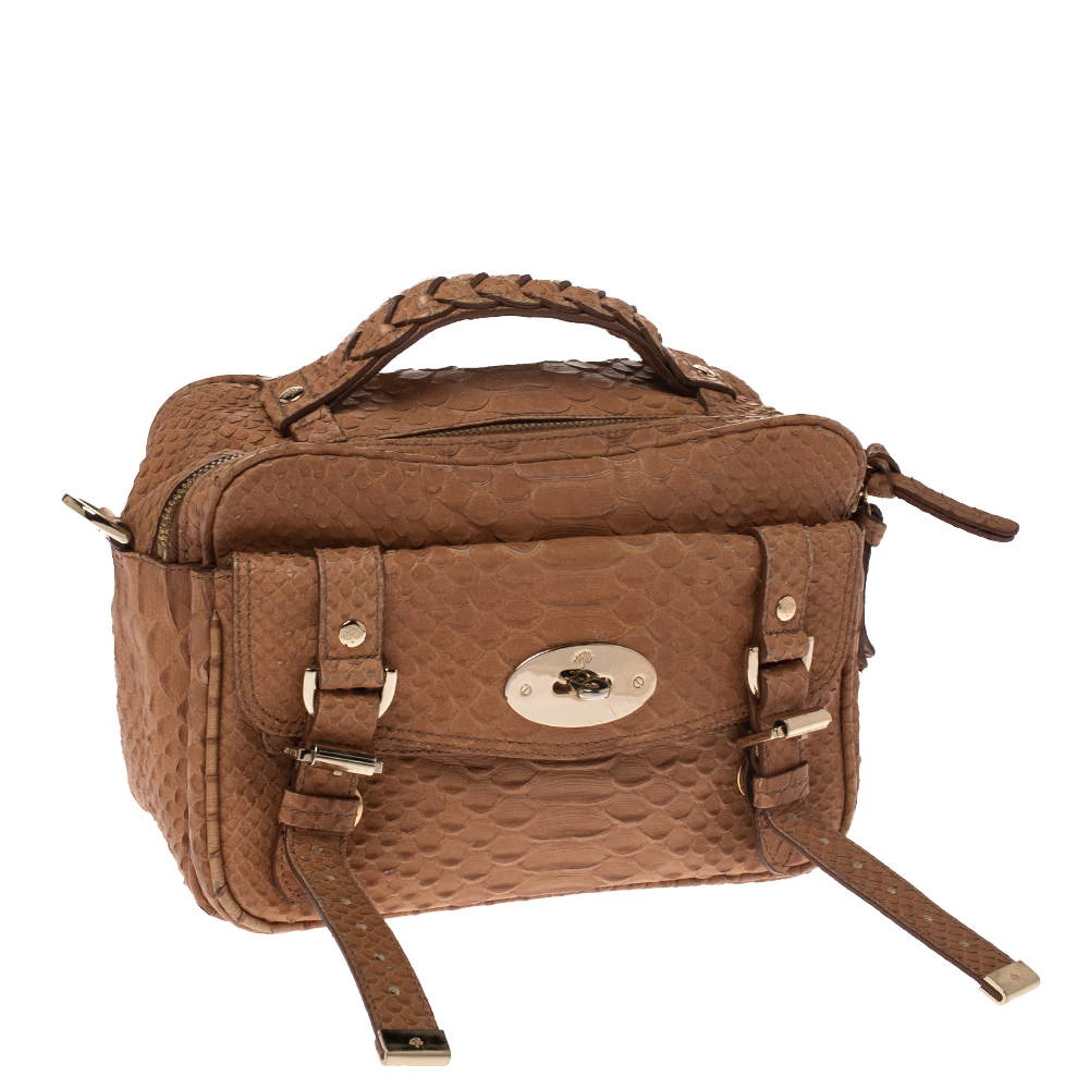 Mulberry Light Brown Python Embossed Leather Alexa Camera Bag For Women - Image 3