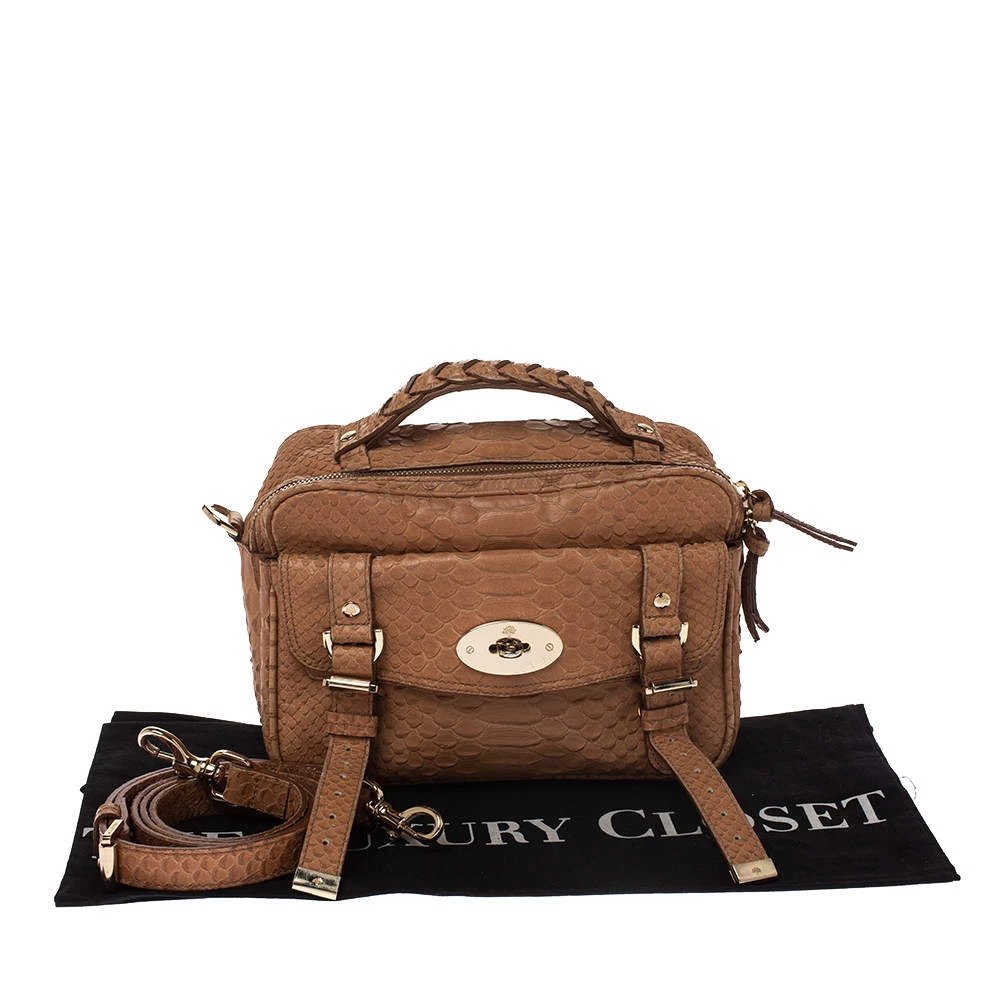 Mulberry Light Brown Python Embossed Leather Alexa Camera Bag For Women - Image 10