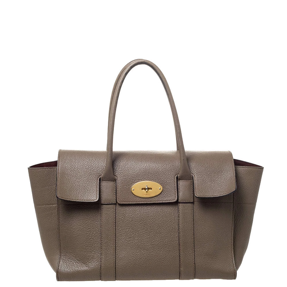Mulberry Khaki Leather Bayswater Satchel For Women