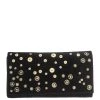 Mulberry Black Suede Studded Flap Clutch For Women
