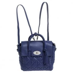Mulberry Blue Quilted Leather Mini Cara Delevingne Backpack For Women