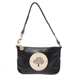 Mulberry Black Leather Daria Wristlet Clutch For Women