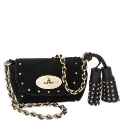 Mulberry Navy Blue Suede Mini Lily Crossbody Bag For Women