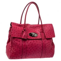 Mulberry Magenta Ostrich Bayswater Satchel For Women