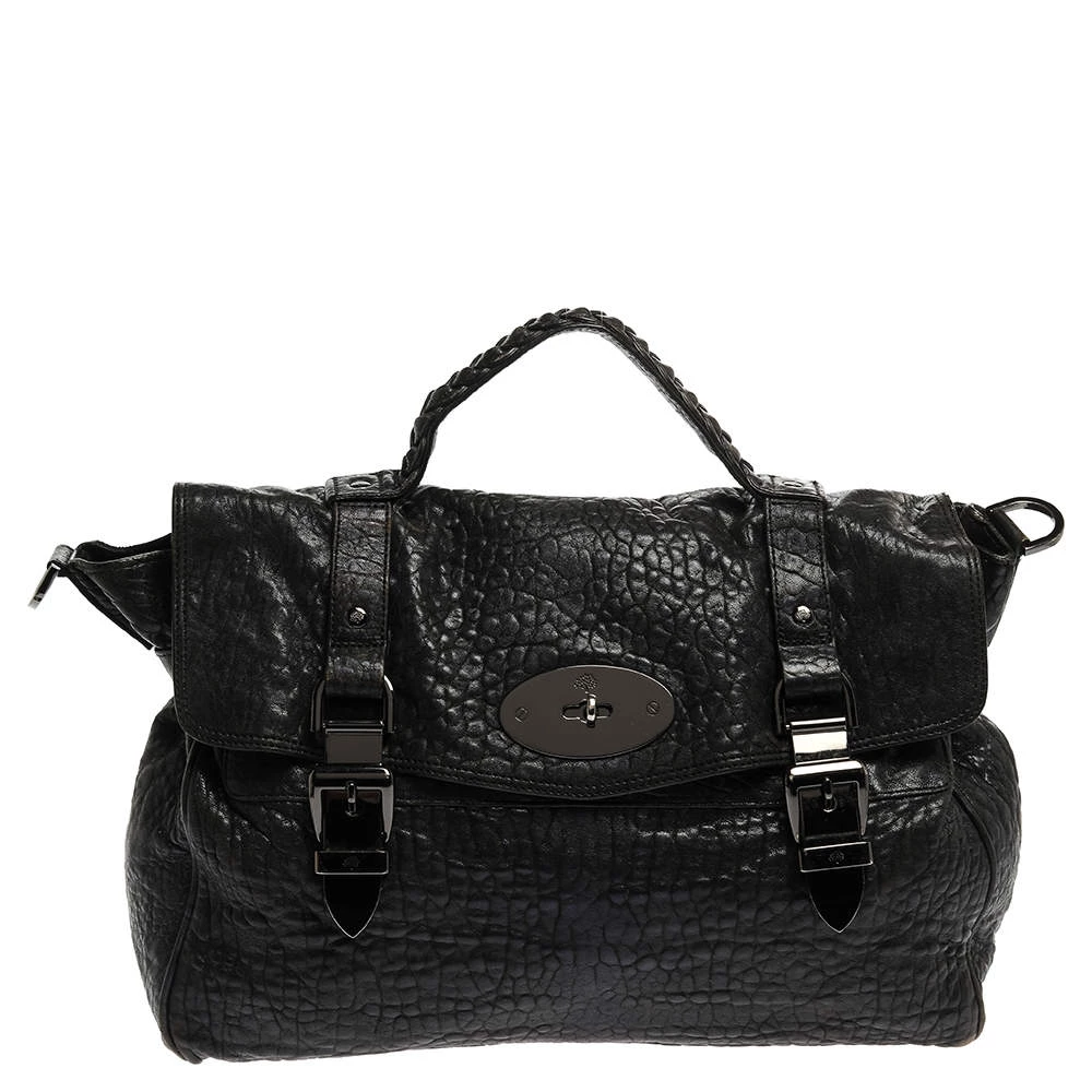 Mulberry Blue Holographic Leather Oversized Alexa Satchel For Women