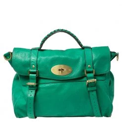 Mulberry Green Leather Oversized Alexa Satchel For Women